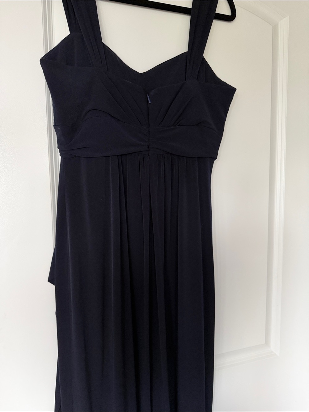 Amsale Navy Sleeveless Maxi Gown with Draped Side - Picture 4 of 6